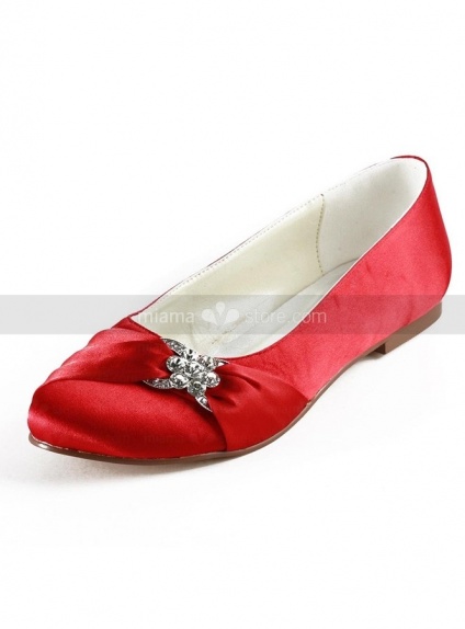 Round toe Satin Rubber sole Wedding shoes 