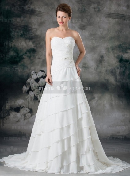DOROTHY - A-line Sweetheart Chapel train Chiffon Wedding dress