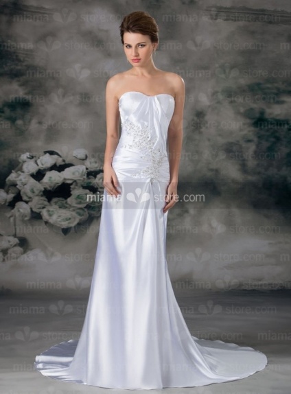 EDWINA - A-line Mermaid Sweetheart Chapel train Printed satin Wedding dress