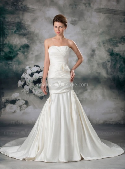 EUNICE - A-line Mermaid Strapless Chapel train Satin Wedding dress