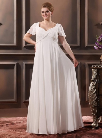 JOYCE - Sheath V-neck Empire waist Floor length Chiffon Wedding dress