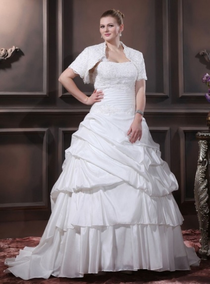 STELLA - A-line Sweetheart Chapel train Taffeta Asymmetrical Wedding dress
