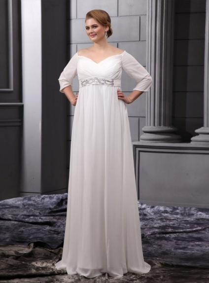 BELLA - Empire waist V-neck Court train Wedding dress