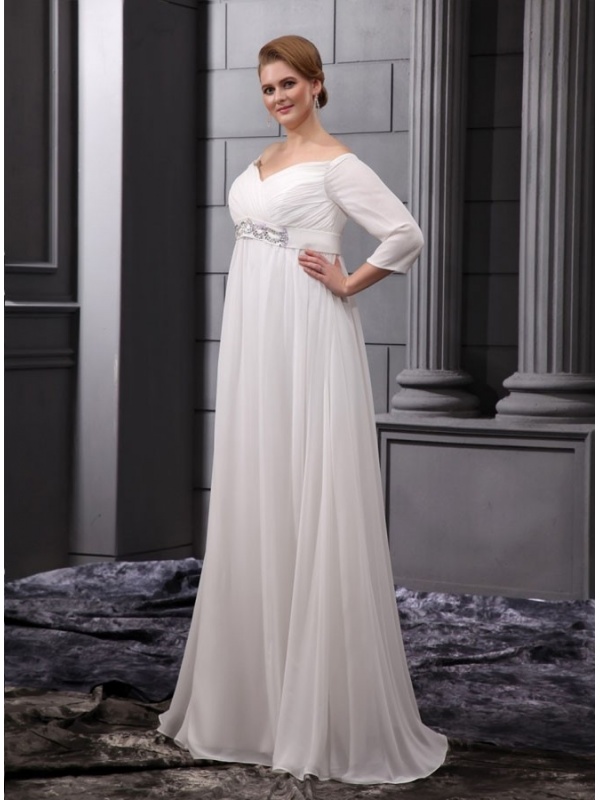 Lovely Beaded Top Long Chiffon Empire Waist Maternity Wedding Dress #OP4119  $164.3 - GemGrace.com