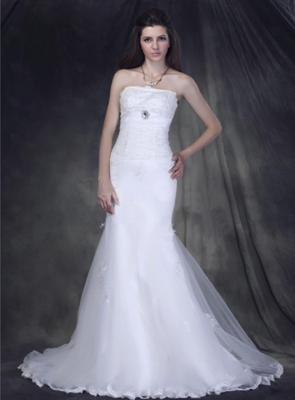 IRYNA - Mermaid Strapless Chapel train Organza Wedding dress