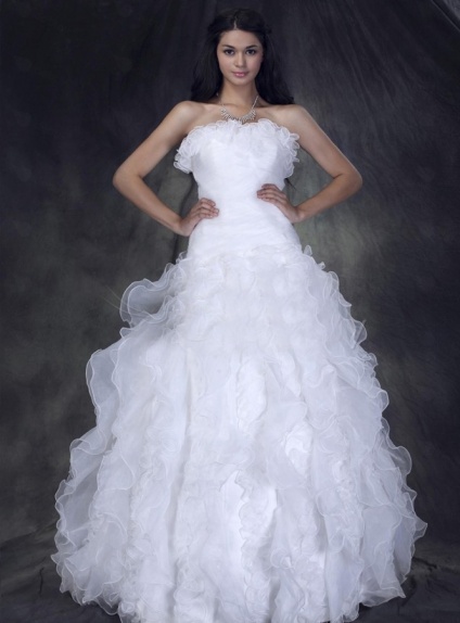 CARA - A-line Strapless Floor length Organza Wedding dress