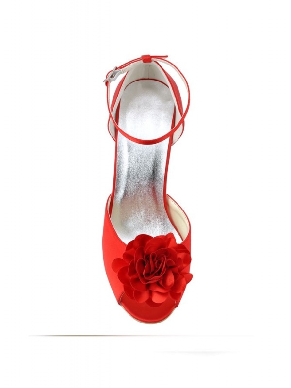 Sandali eleganti rossi con fiore