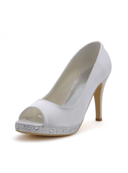 Peep toe Satin Rubber sole Wedding shoes 