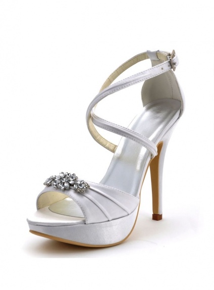 Peep toe Satin Rubber sole Wedding shoes 