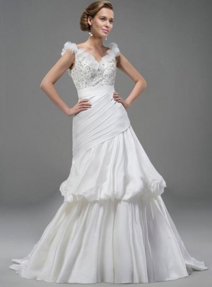 LOLY - A-line V-neck Mermaid Chapel train Taffeta Wedding dress