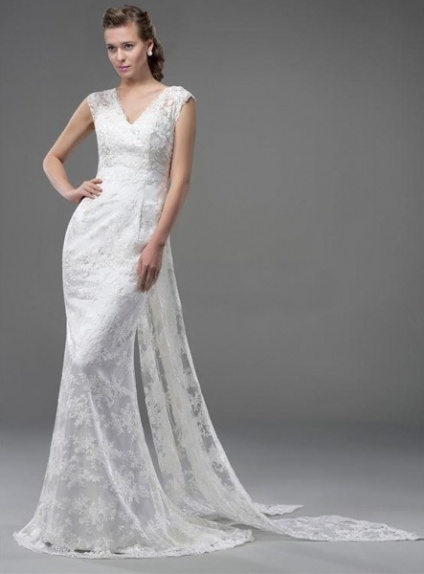 LOVELY - Mermaid V-neck Watteau train Lace Wedding dress