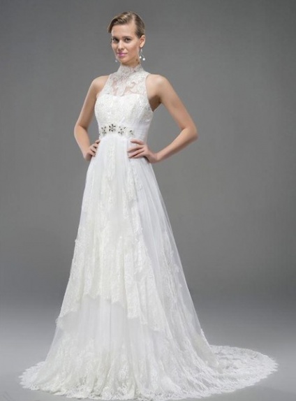LETITIA - A-line Empire waist Sweetheart Chapel train Lace Wedding dress