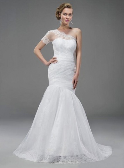 YOLANDA - Mermaid Sweetheart Chapel train Lace One shoulder Wedding dress