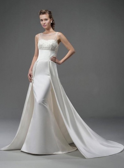 TERESA - Empire waist Sweetheart Watteau train Satin Wedding dress