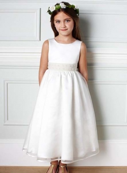 CARLA - Flower girl Cheap A-line Ankle length Organza Low round/Scooped neck Wedding party dresses