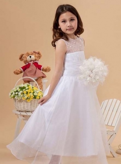 NICOLE - Flower girl Cheap A-line Ankle length Organza High round/Slash neck Wedding party dresses