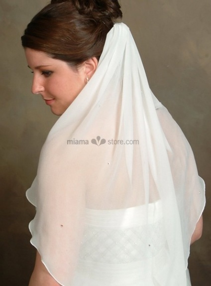 One layer Elbow Chiffon Wedding veil