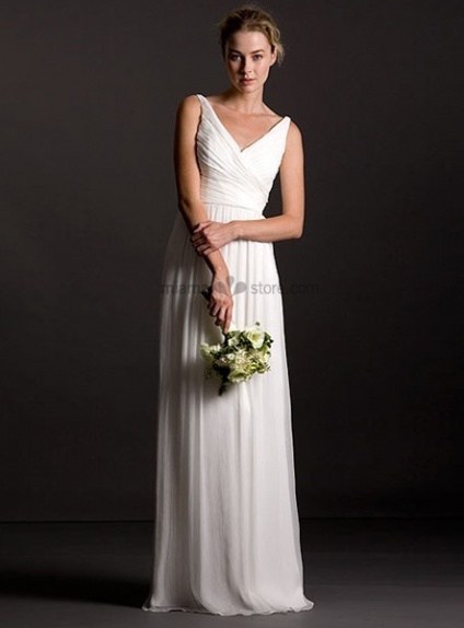 OLIVIA - Bridesmaid Sheath/Column Floor length Georgette V-neck Wedding party dress