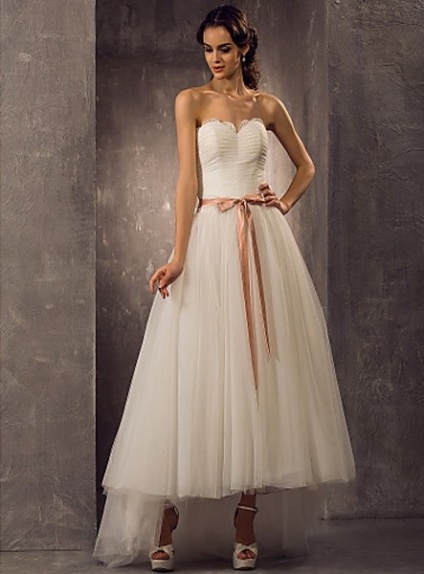 EMILY - A-line Sweetheart Asymmetrical Tulle Sweetheart Wedding dress