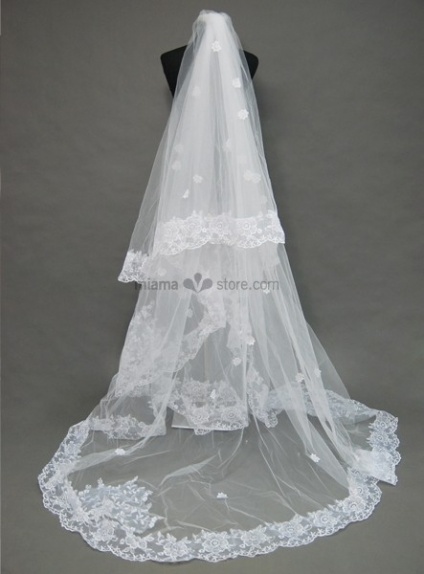 Two lavers Cathedral Embroidery Wedding veil