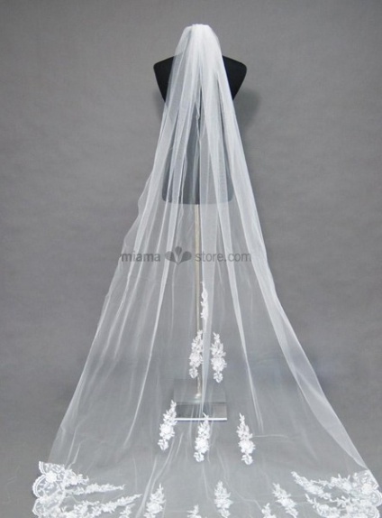 One layer Cathedral Embroidery Wedding veil