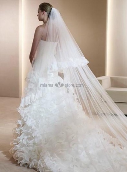 Two layers Cathedral Ruffles Wedding veil