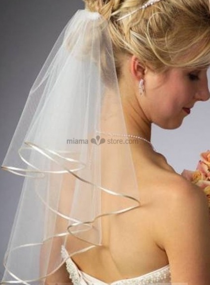 Two layers Elbow Ribbon Wedding veil