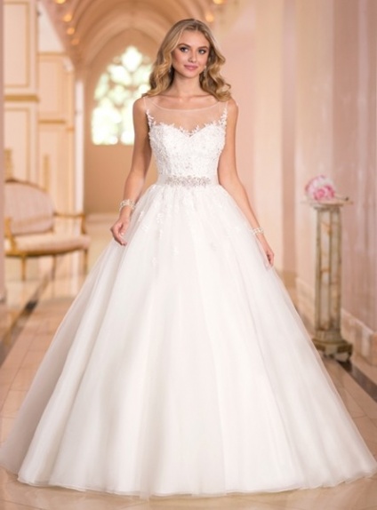 JESSICA - A-line Empire waist Chapel train Organza Tulle Sweetheart Wedding dress
