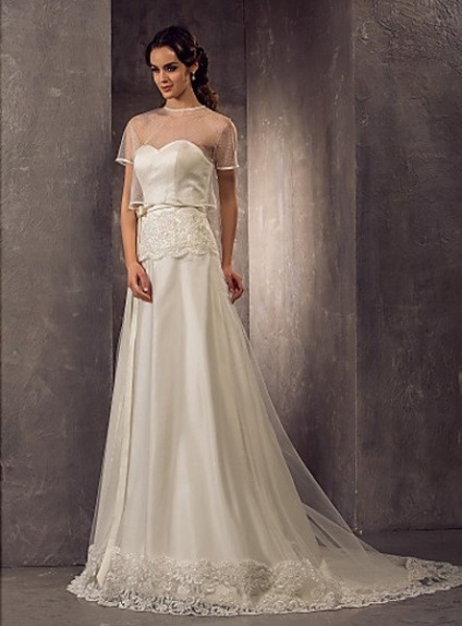 CELESTE - A-line Empire waist Chapel train Satin Tulle Sweetheart Wedding dress