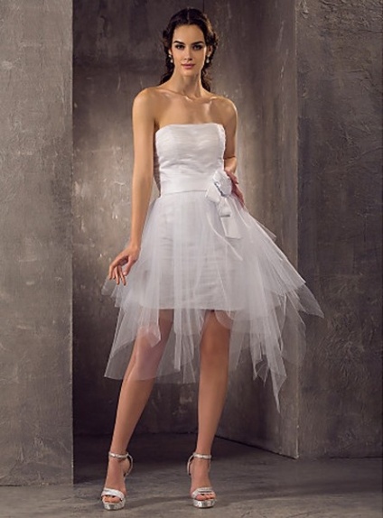 CHARLOTTE - A-line Empire waist Asymmetrical Satin Tulle Strapless Wedding dress