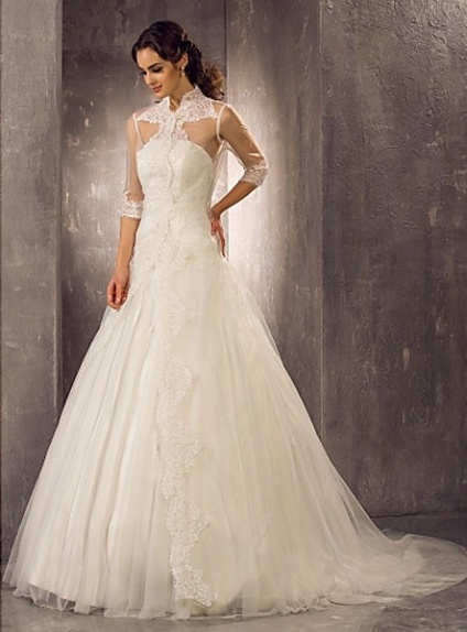 CLAIRE - A-line Chapel train Tulle Strapless Wedding dress