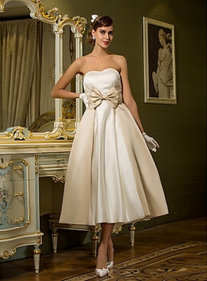 DAWN - A-line Empire waist Ankle length Satin Sweetheart Wedding dress