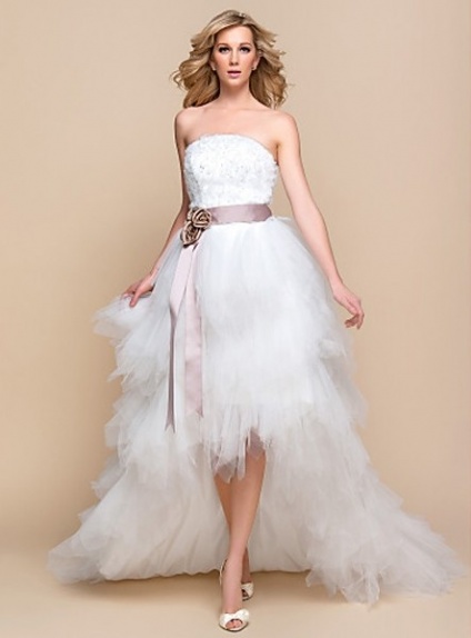 ENID - A-line Strapless Asymmetrical Tulle Wedding dress