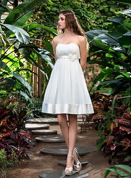 ESTHER - A-line Short Knee length Chiffon Stretch satin Sweetheart Wedding dress