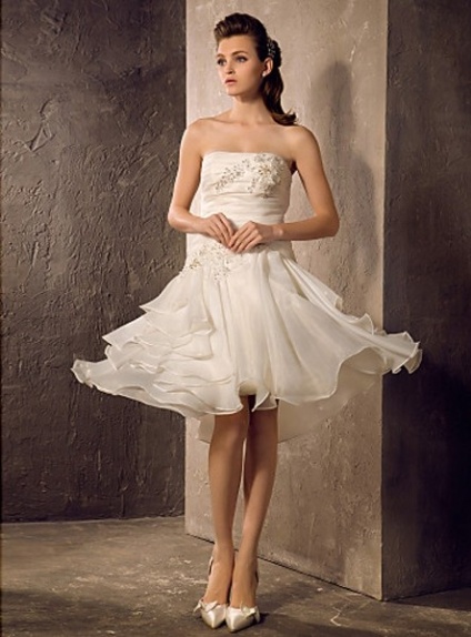 FREDA - A-line Short Knee length Chiffon Strapless Wedding dress