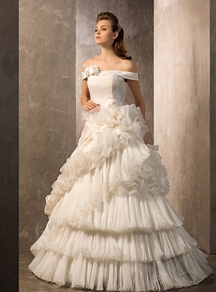 FREDERICA - A-line Off the shoulder Floor length Organza Wedding dress