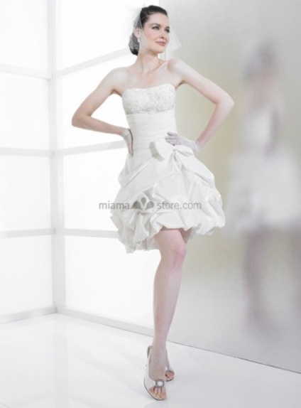 SAMANTHA - Short Strapless A-line Cheap Taffeta Wedding dress