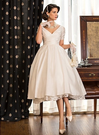 ABBY - A-line Empire waist Taffeta V-neck Wedding dress