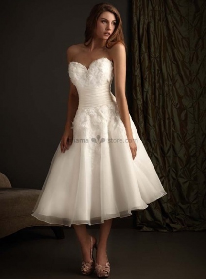 NATALIE - Short Sweetheart A-line Cheap Princess Tea length Tulle Wedding dress