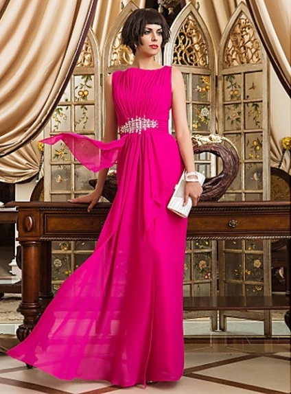 MARGARET - Evening dresses Cheap Sheath/Column Floor length Chiffon High round/Slash neck Occasion dress