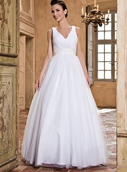 PANSY - A-line V-neck Ball Gown Floor length Tulle Wedding dress