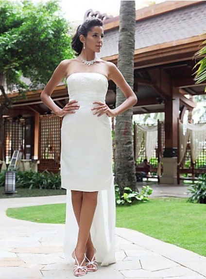 ODELIA - Sheath Strapless Short/Mini Satin Wedding dress