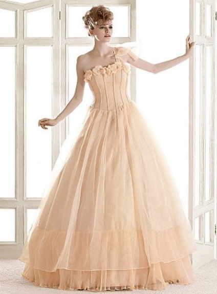 PHOEBE - A-line Ball Gown Floor length Organza One Shoulder Wedding dress