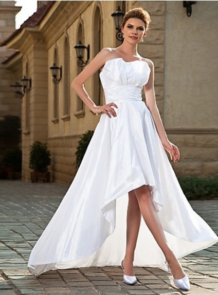 SHEILA - A-line Strapless Princess Asymmetrical Taffeta Wedding dress