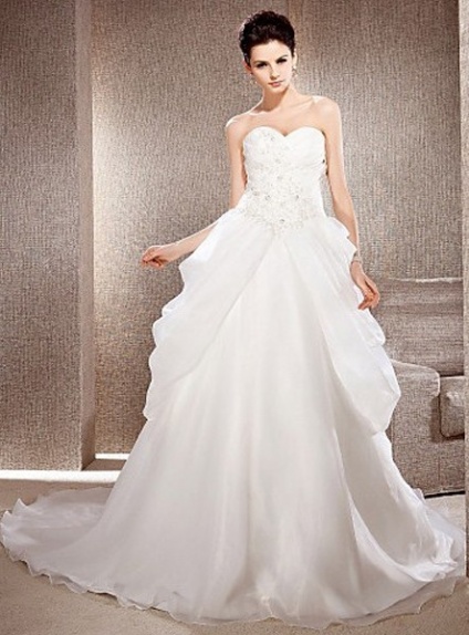 TINA - A-line Sweetheart Chapel train Organza Lace Wedding dress