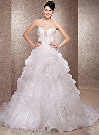 VIVIAN - A-line Sweetheart Chapel train Organza Lace Wedding dress