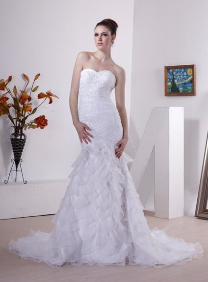 JANET - A-line Sweetheart Mermaid Chapel train Organza Wedding dress