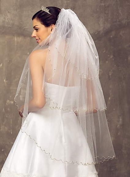 Three layers Fingertip Wedding veil