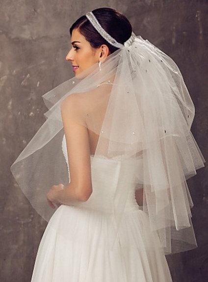 Four layers Elbow Wedding veil
