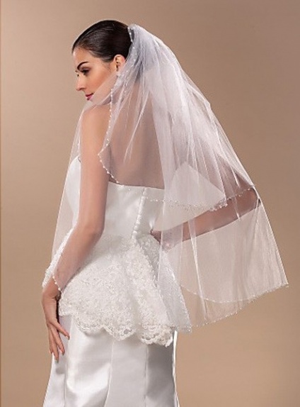 Two layers Fingertip Wedding veil